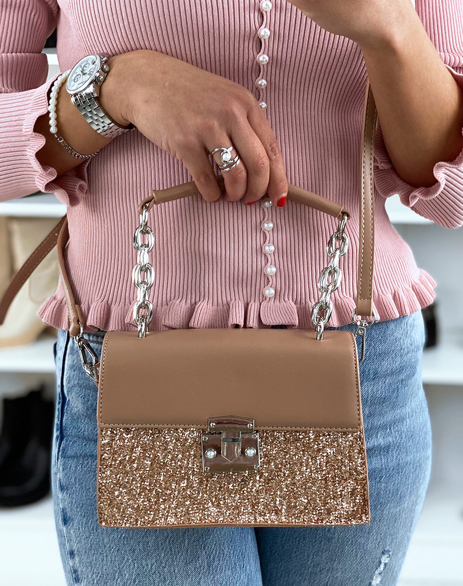 Sac à main rose à paillette