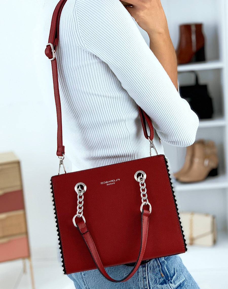 Sac à main rouge clouté