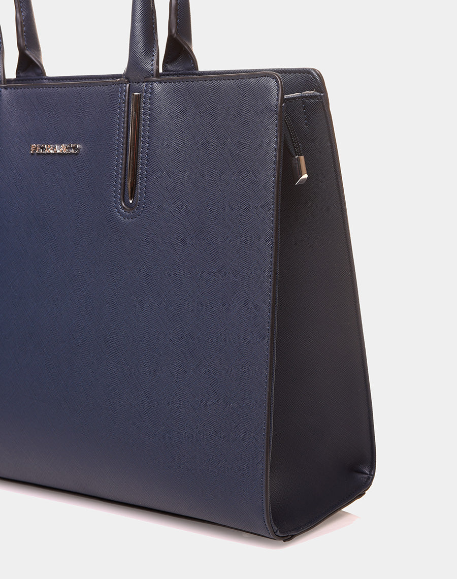 Sac à main type cabas bleu