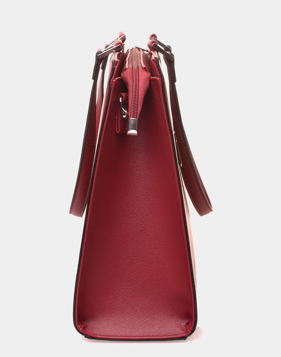 Sac à main type cabas bordeaux