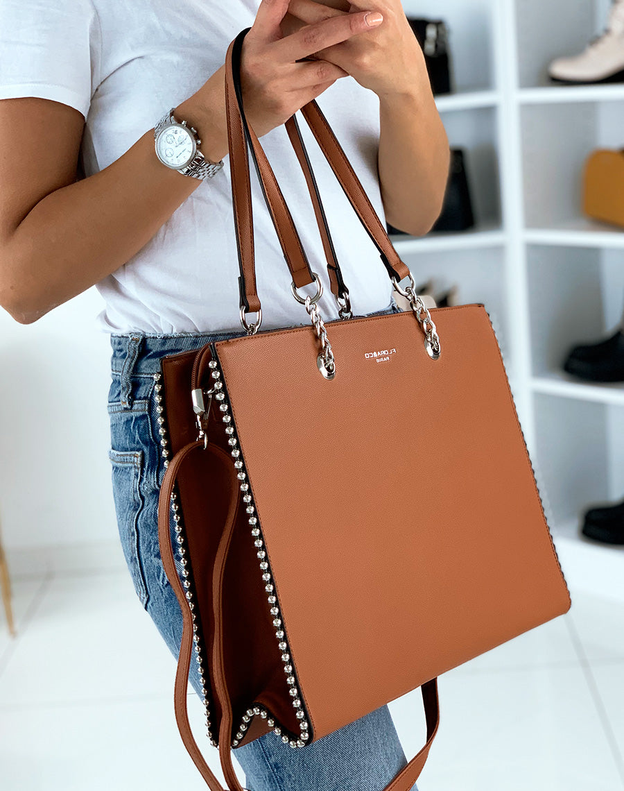 Sac à main type cabas camel