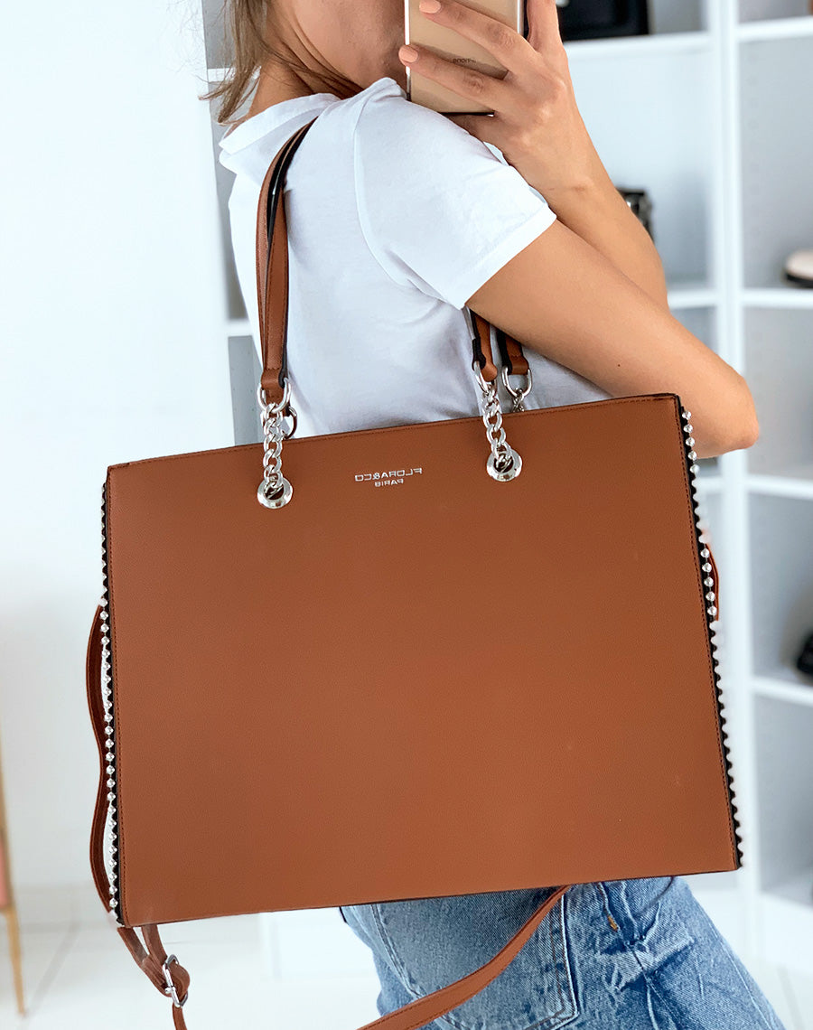 Sac à main type cabas camel