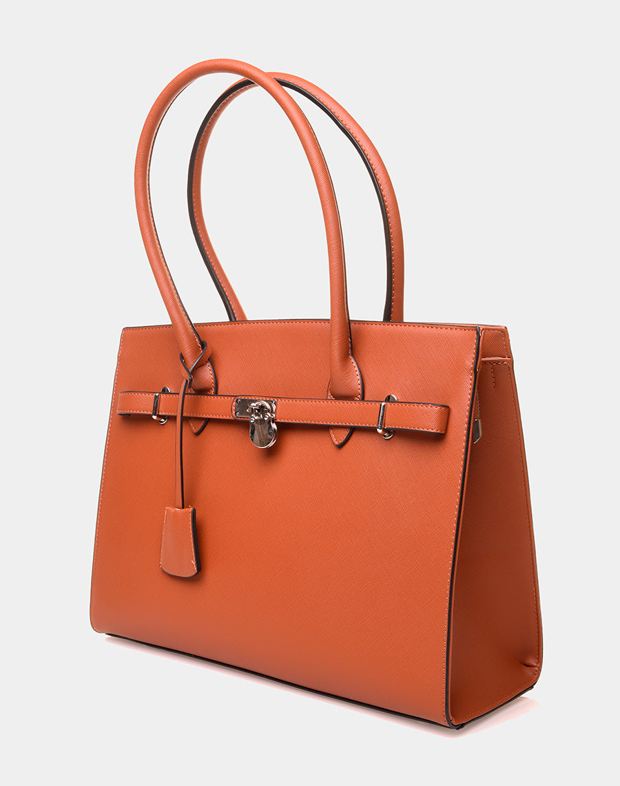 Sac à main type cabas élégant camel