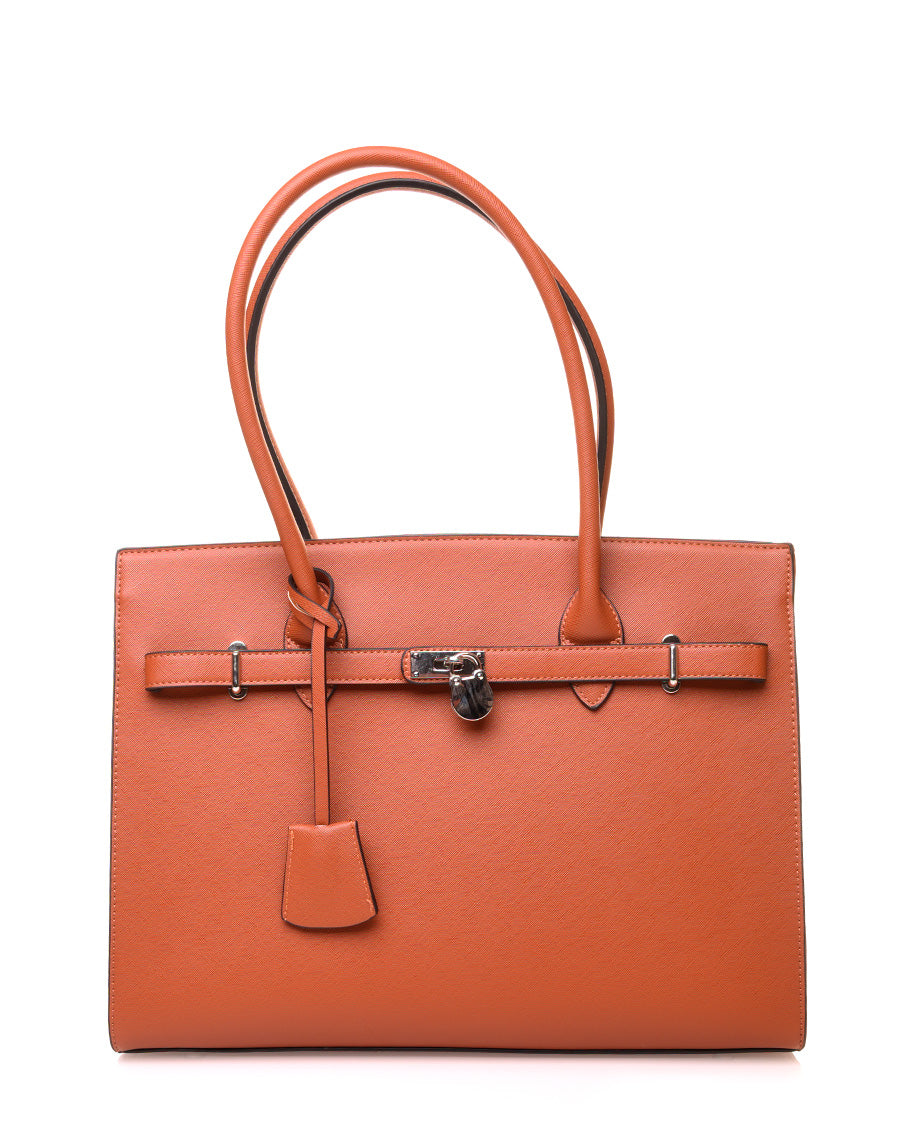 Sac à main type cabas élégant camel