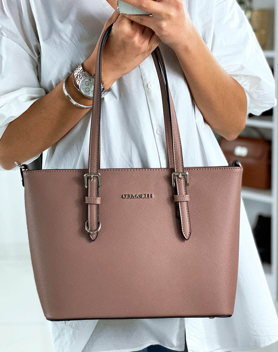 Sac à main vieux-rose en simili cuir