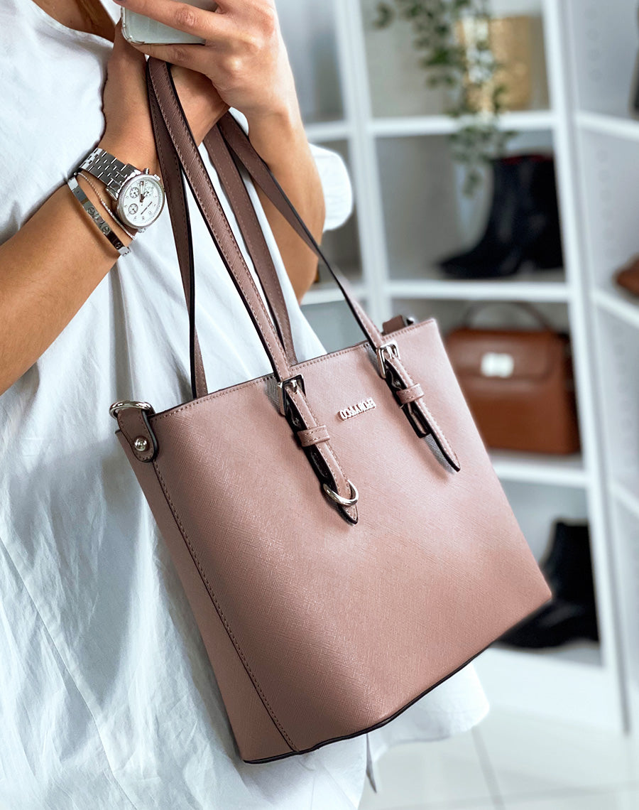 Sac à main vieux-rose en simili cuir