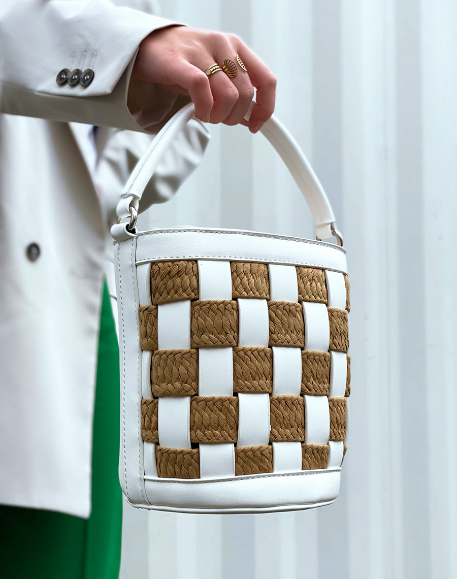Sac sceau blanc en damier 