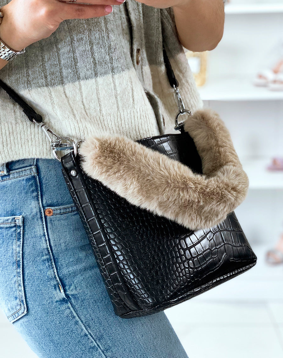 Croco -effect black sealing bag - Main Image