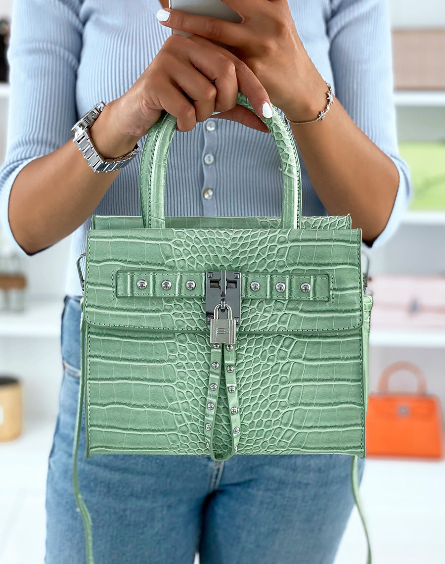 Sac vert d?eau effet croco ? multiples poches