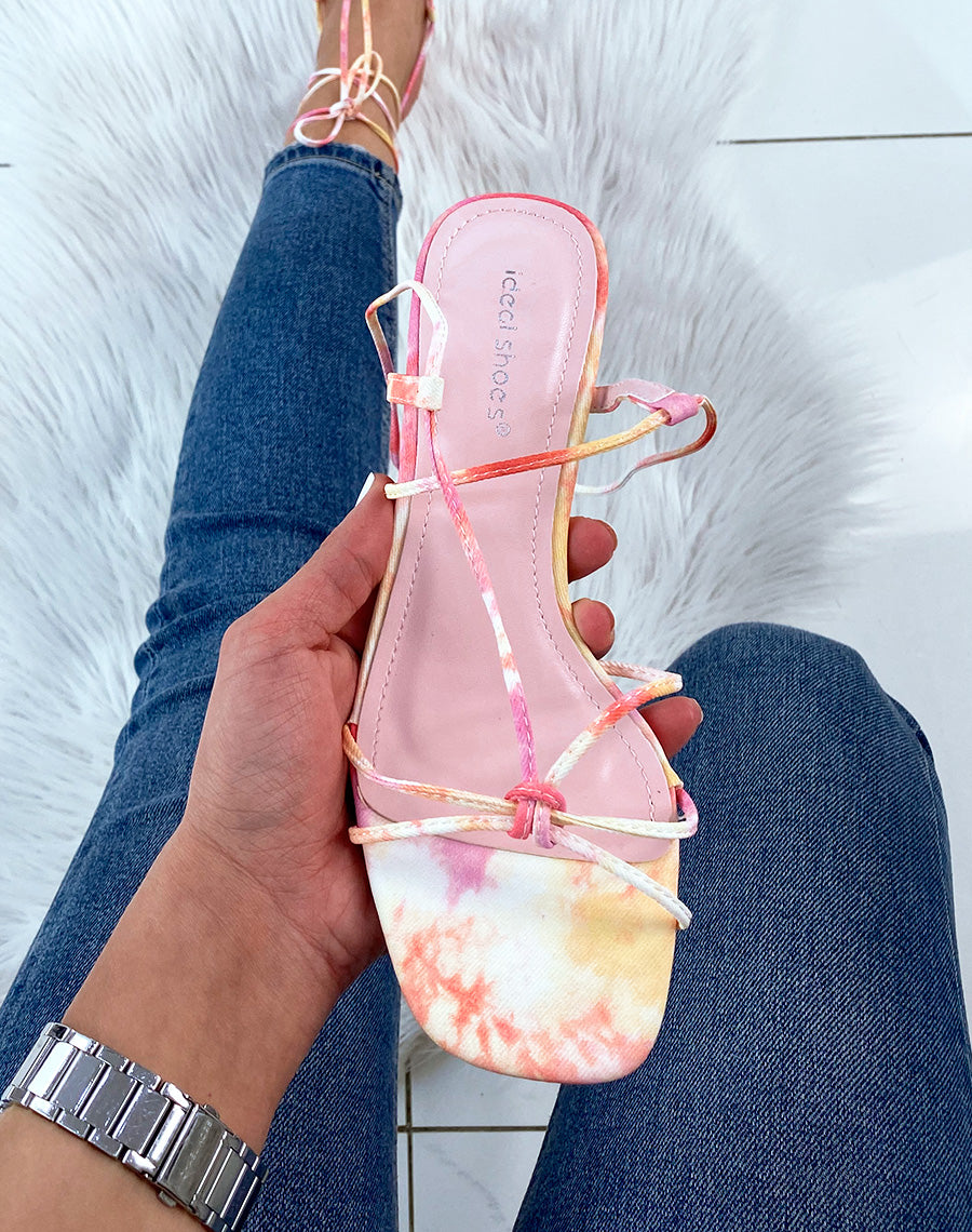 Sandale rose tie and dye à talon