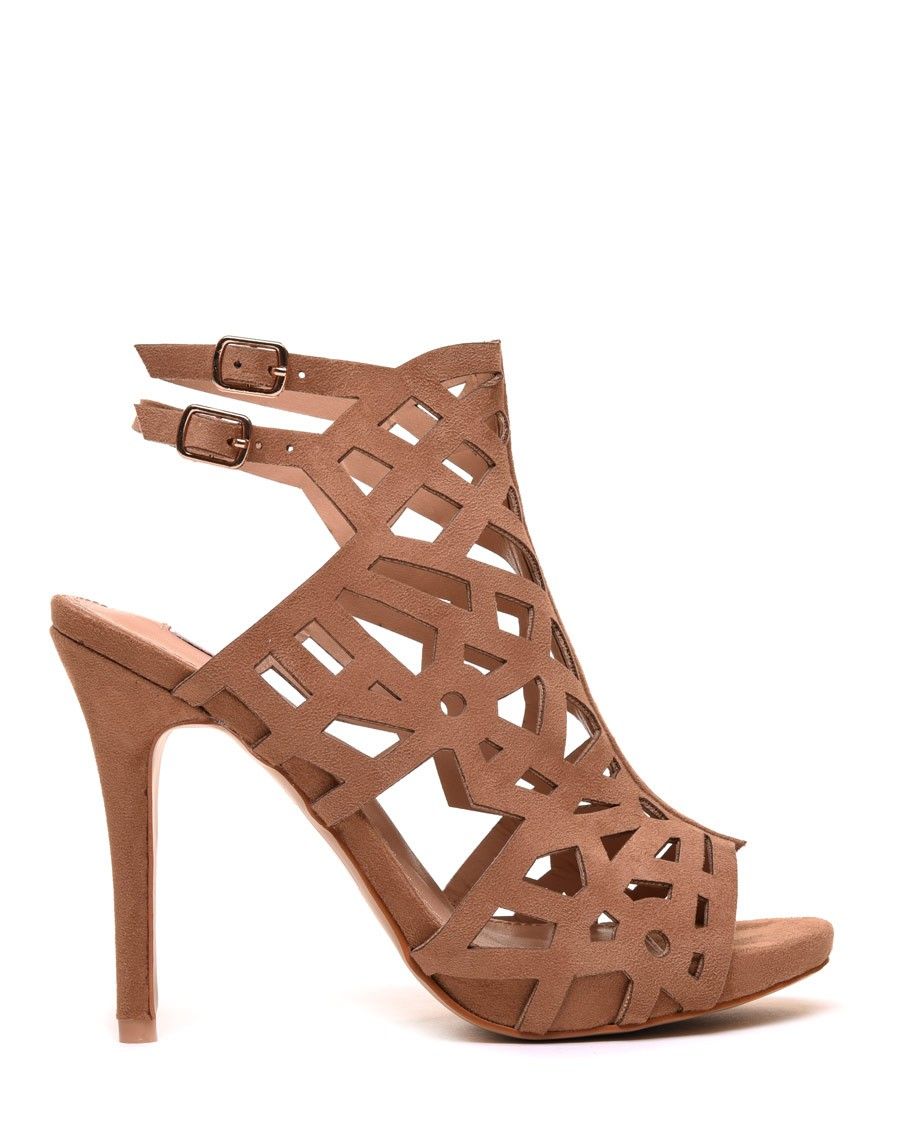 Sandales camel à talons