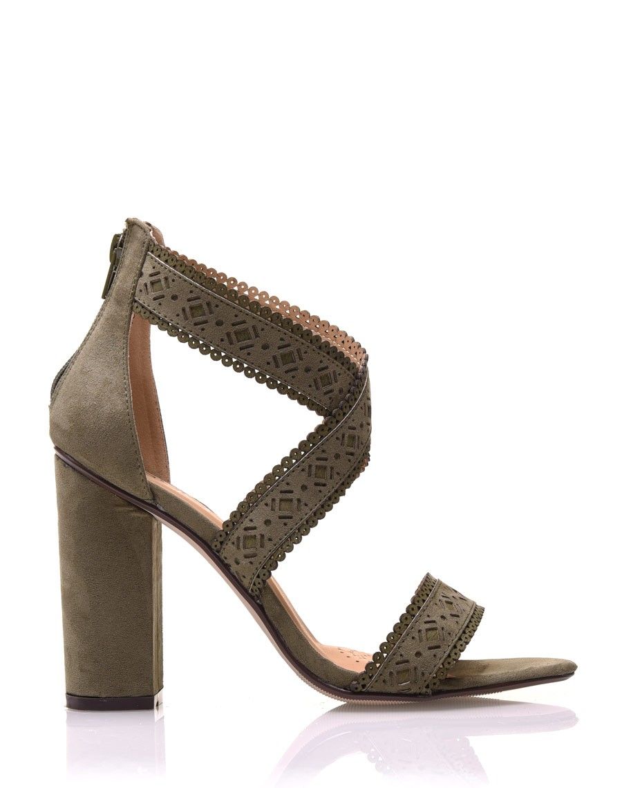 Sandales à Talons Hauts Couleur Kaki Pour Femme - Pointure 38 - État Impeccable - Occasion