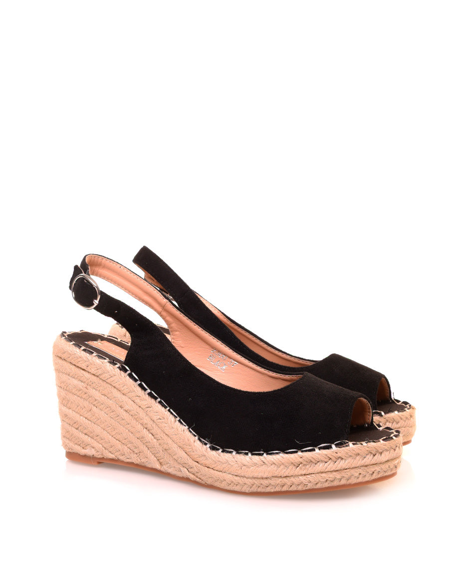 Sandales à talons compensés en suédine noire