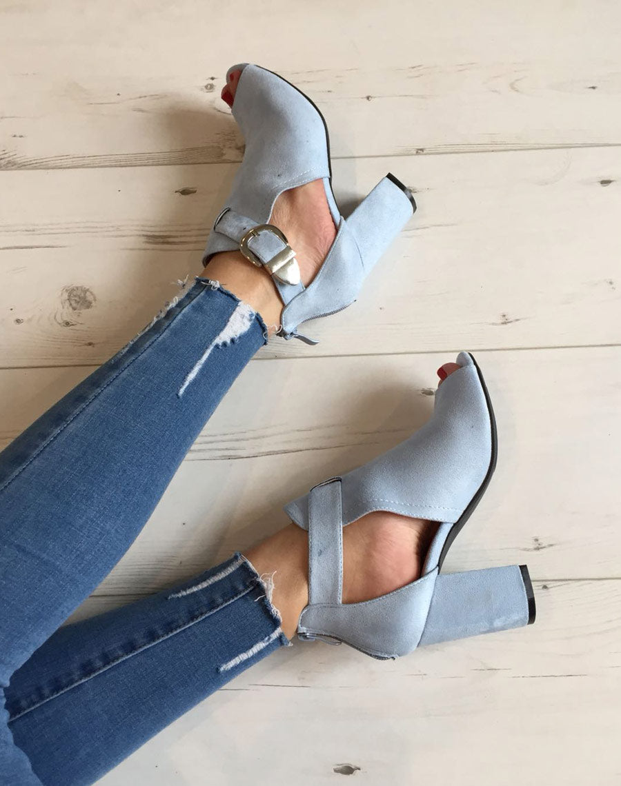 Sandales à talons en suédine bleue