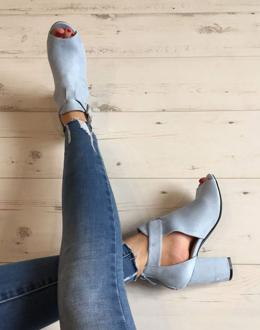 Sandales à talons en suédine bleue