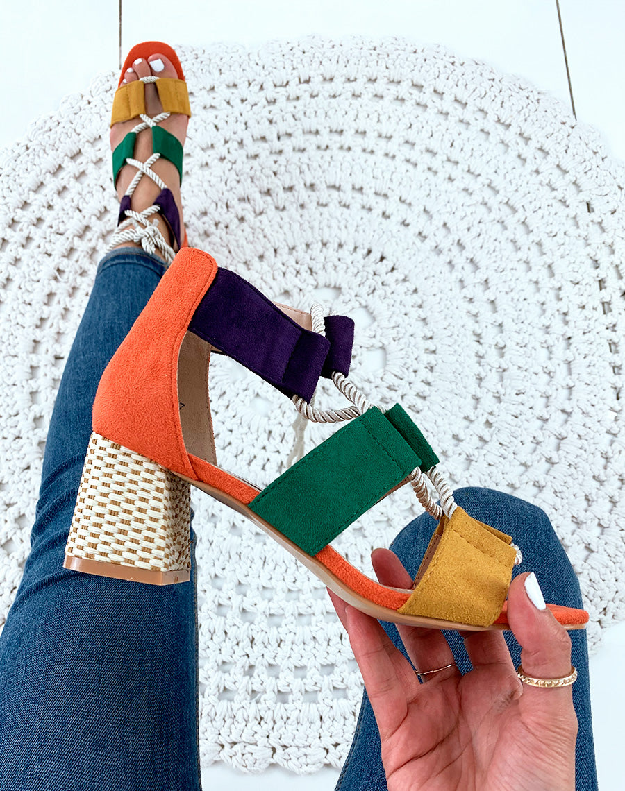 Sandales à talons multicolore