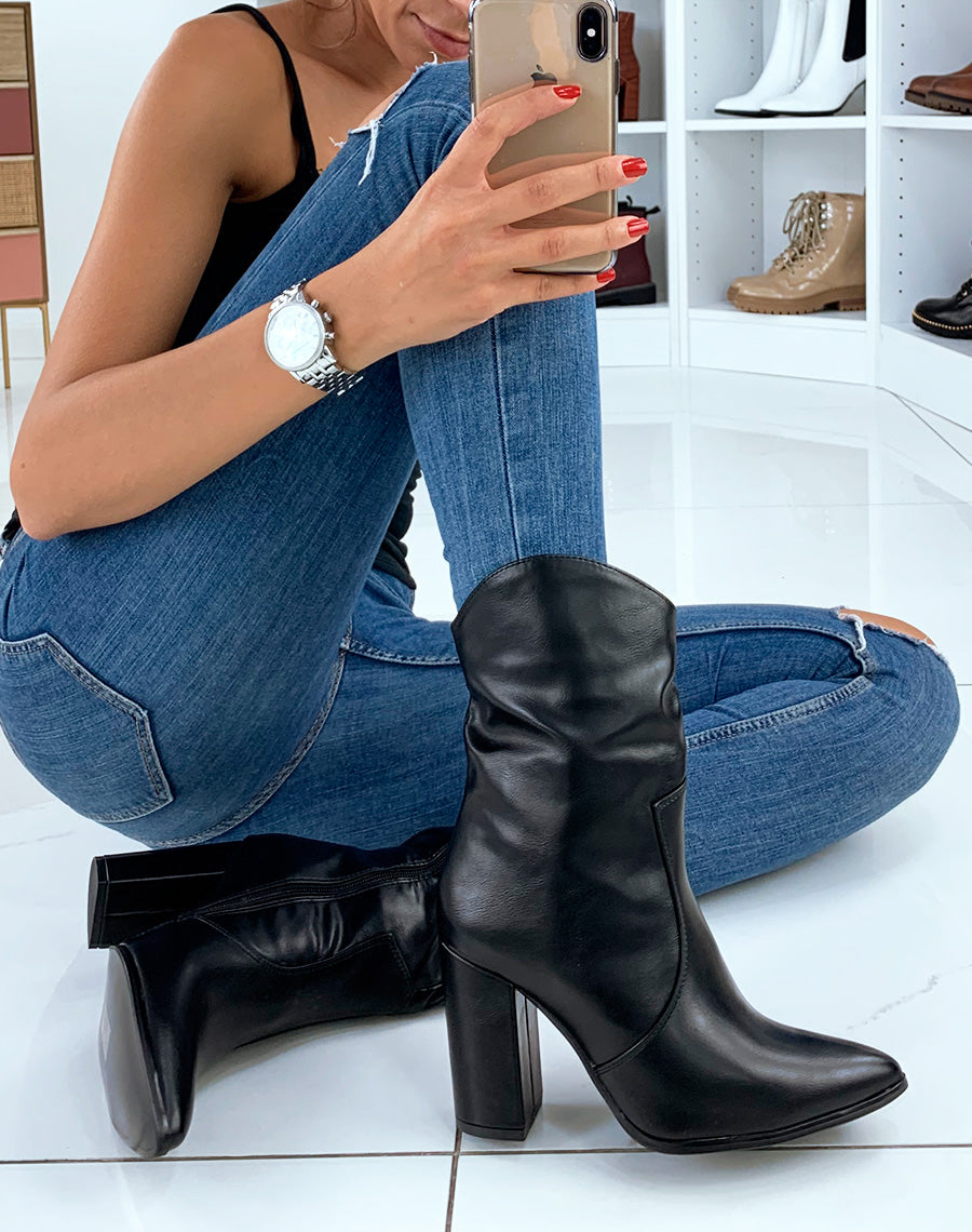 Santiags noires à talons
