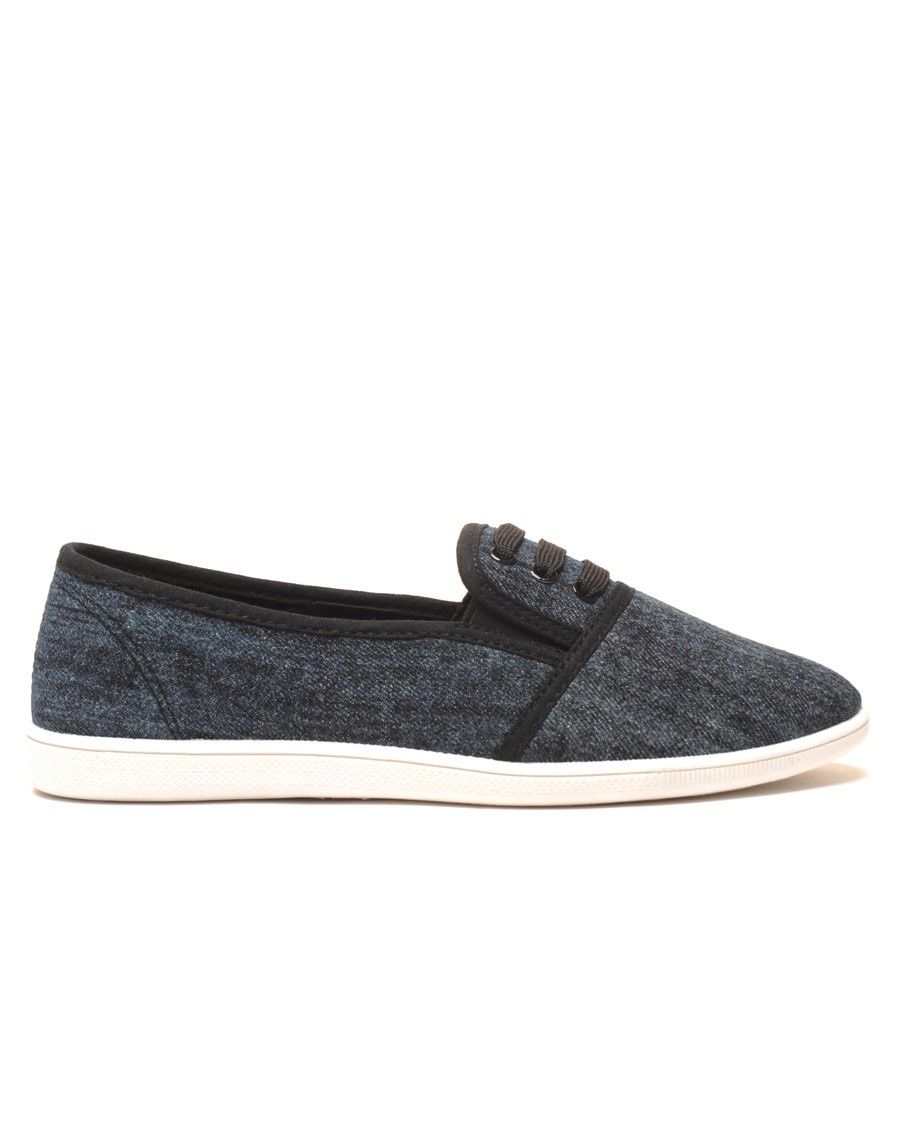 Slipper noir jeans lacé