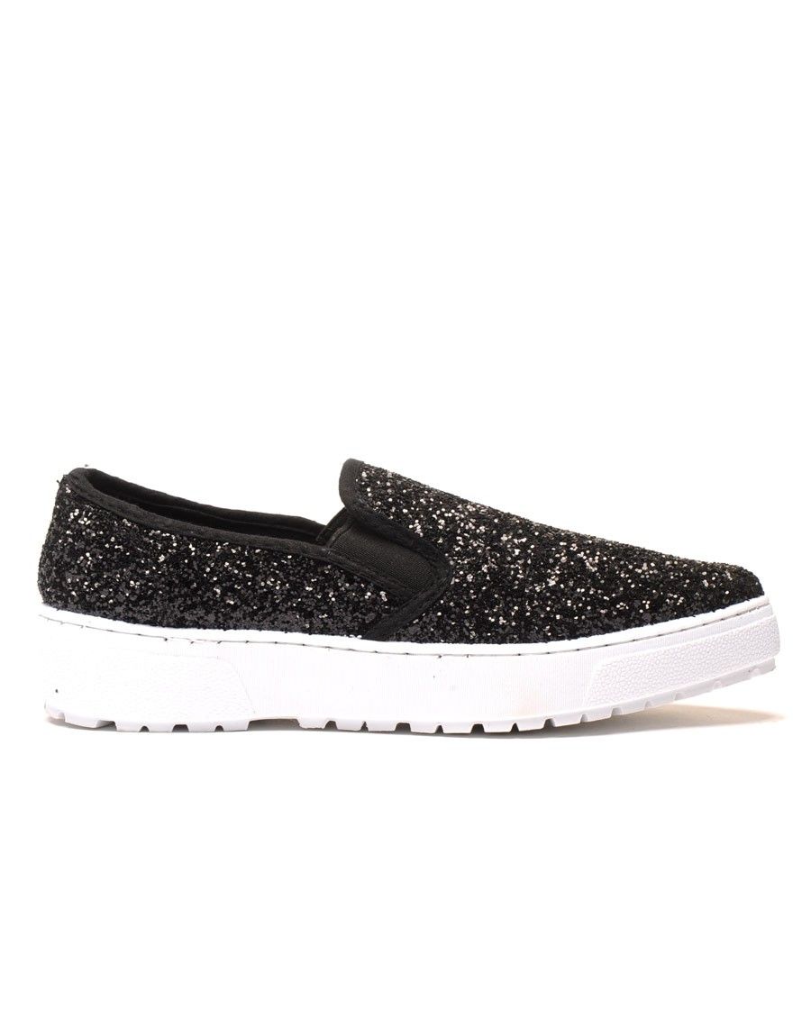Slippers noires à paillettes 