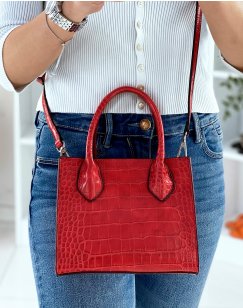 Small red croc-effect handbag