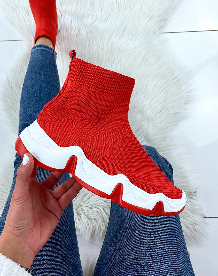 Chaussettes ado style basket couleur rouge - fêtes adolescents - Noël