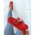 Sandales cloutés rouge à boucle